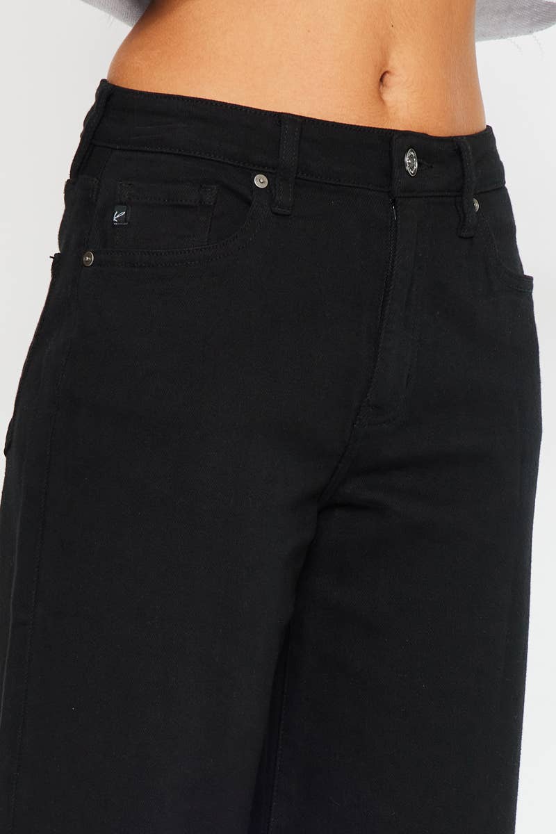 OPEN PACK HIGH RISE CROP WIDE LEG JEANS-KC7457BK
