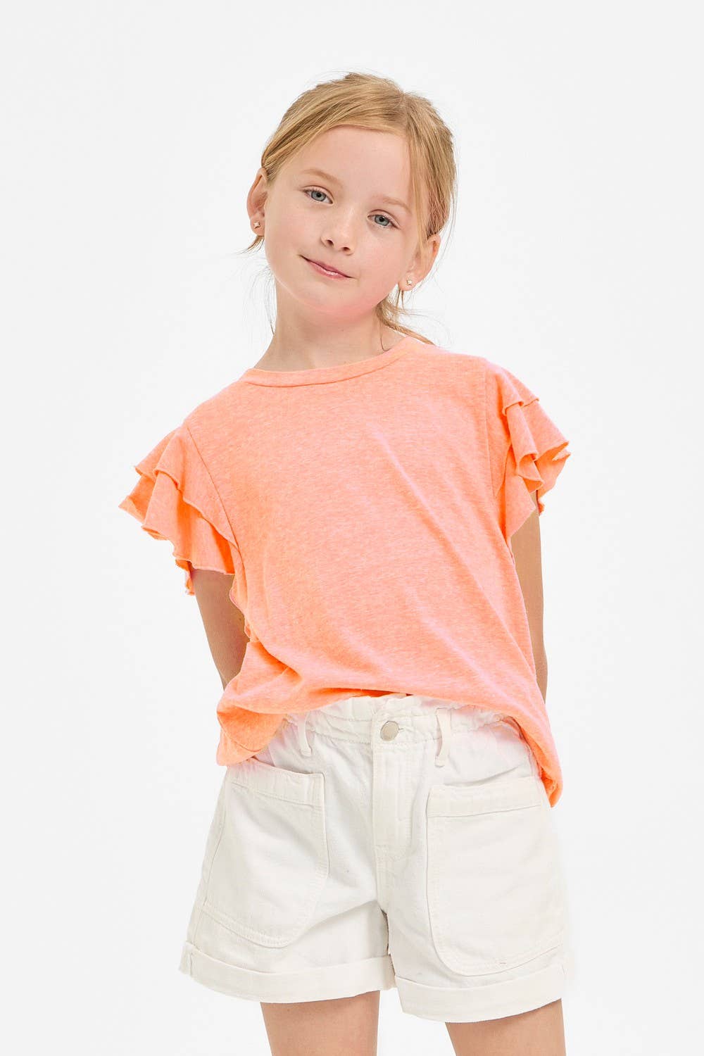 Tiered Flutter Sleeves Knit Top