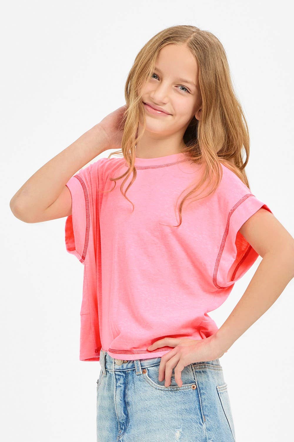 Overlap Open Back Reverse Stitched Top