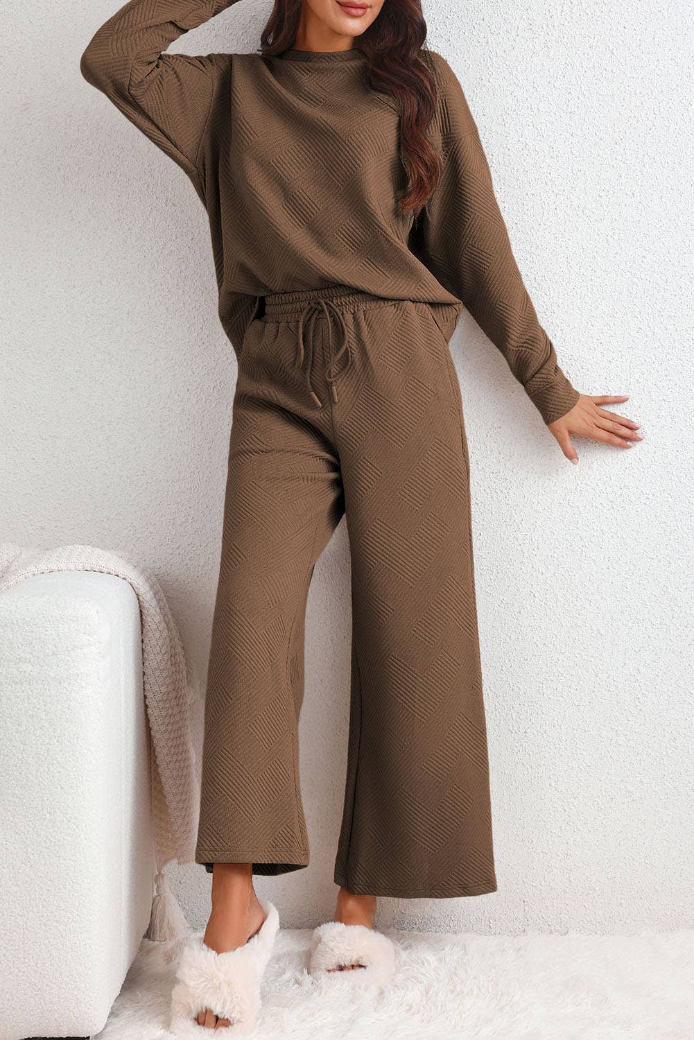 Multicolor Ultra Loose Textured 2pcs Slouchy Outfit (S-XL)