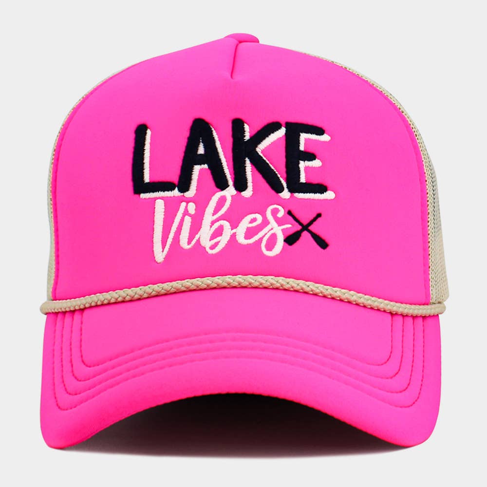 LAKE LIFE Message Embroidered Mesh Back Trucker Hat