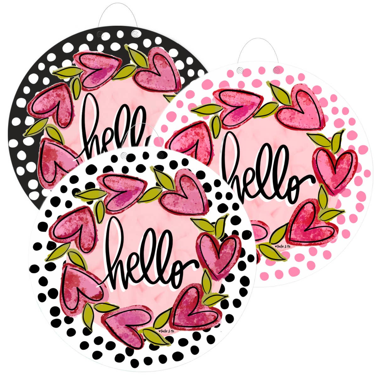 Hello Heart Vine Wreath Door Hanger Variety 3-Pack