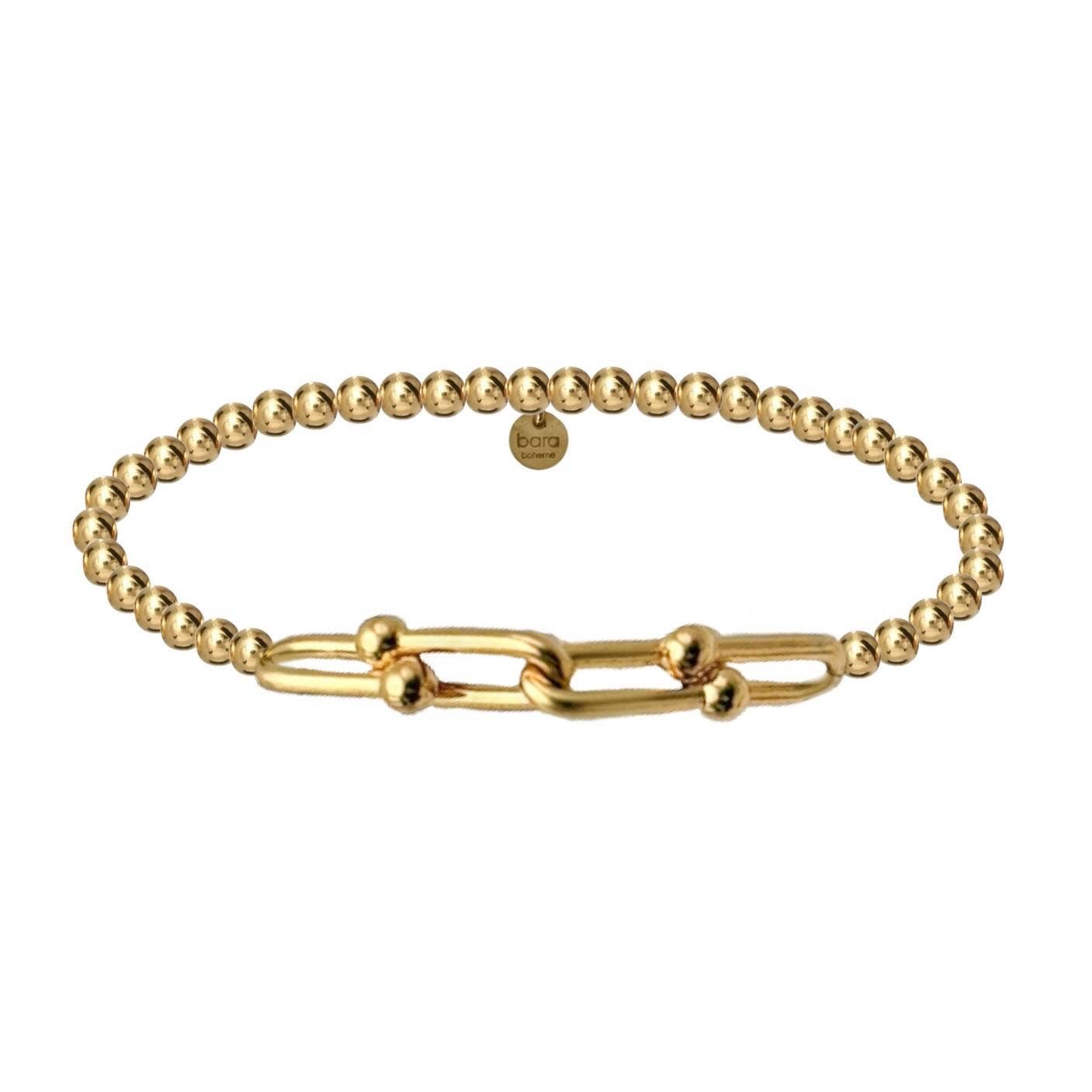 4x HARDWARE | LG Chain Charm Gold Filled Ball Beads Bracelet