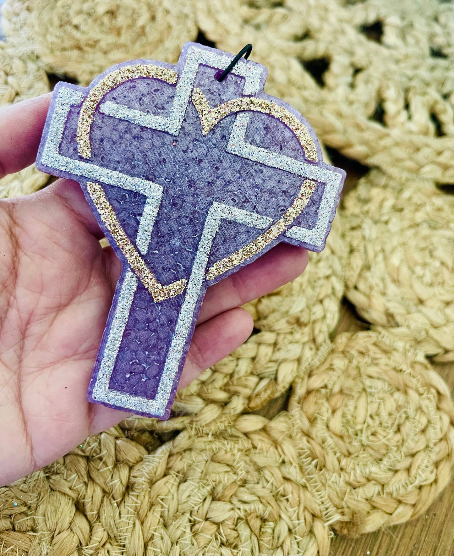 Cross with Heart Car Freshie 