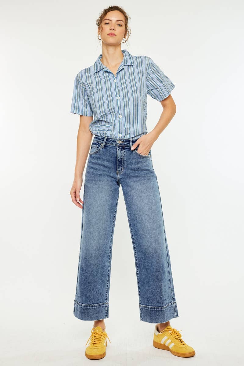 OPEN PACK HIGH RISE CROP WIDE JEANS-KC7479D