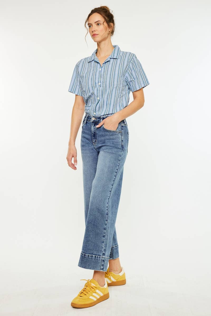 OPEN PACK HIGH RISE CROP WIDE JEANS-KC7479D