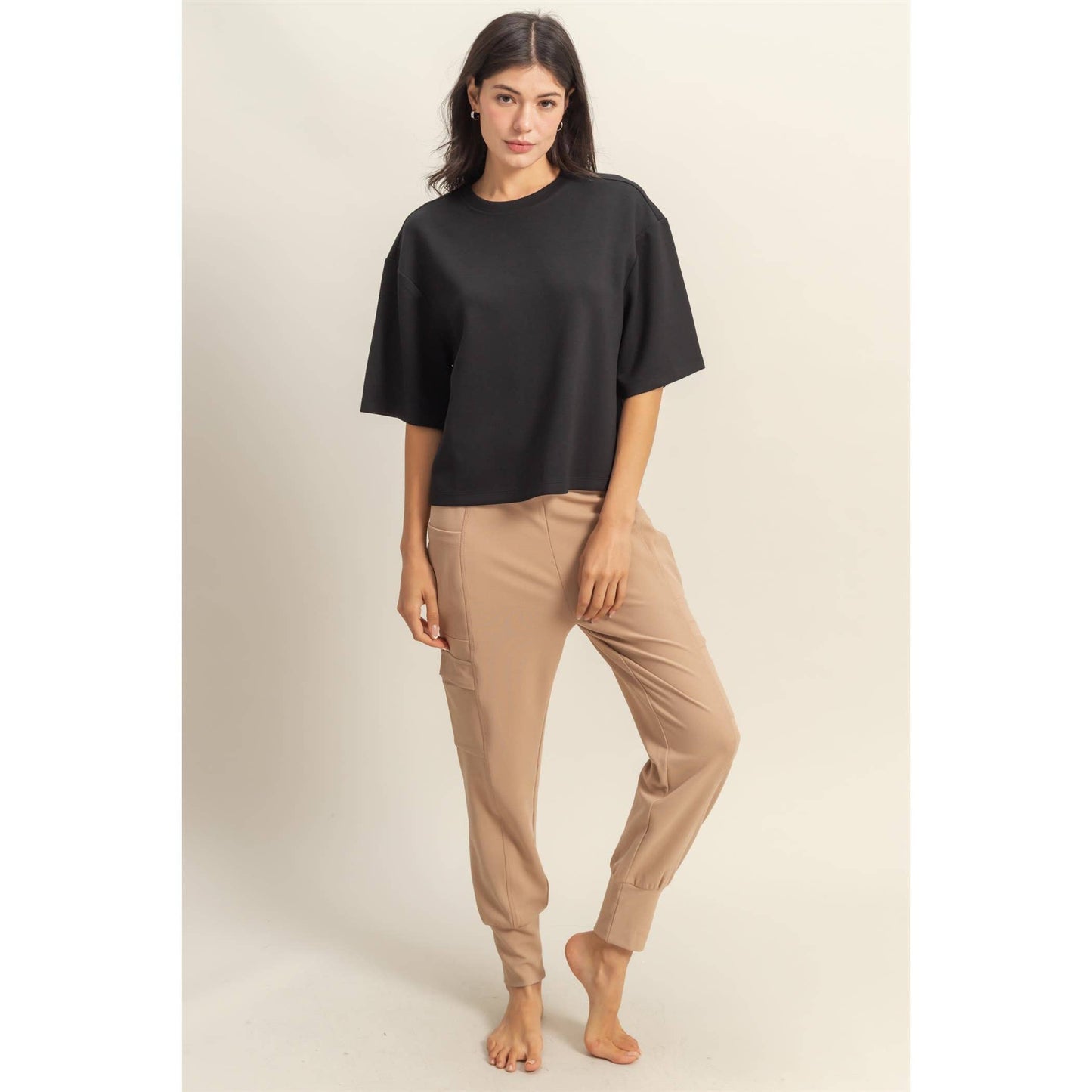 Double Knit Drop Shoulder Everyday Basic Top
