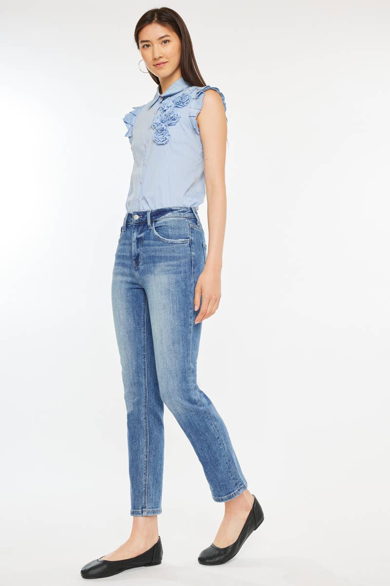 OPEN PACK HIGH RISE SLIM STRAIGHT JEANS-KC20040M