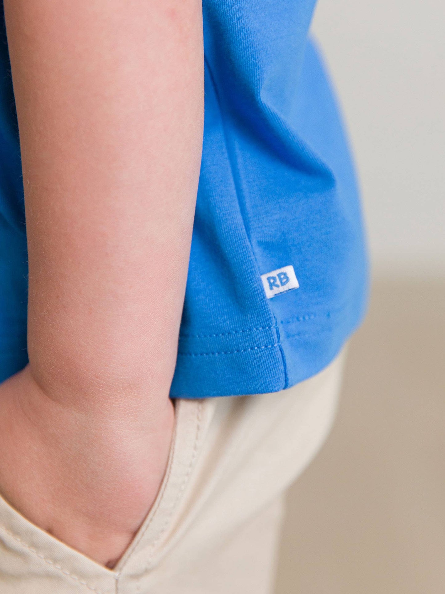 Boys White & Blue Color Block Short Sleeve Henley
