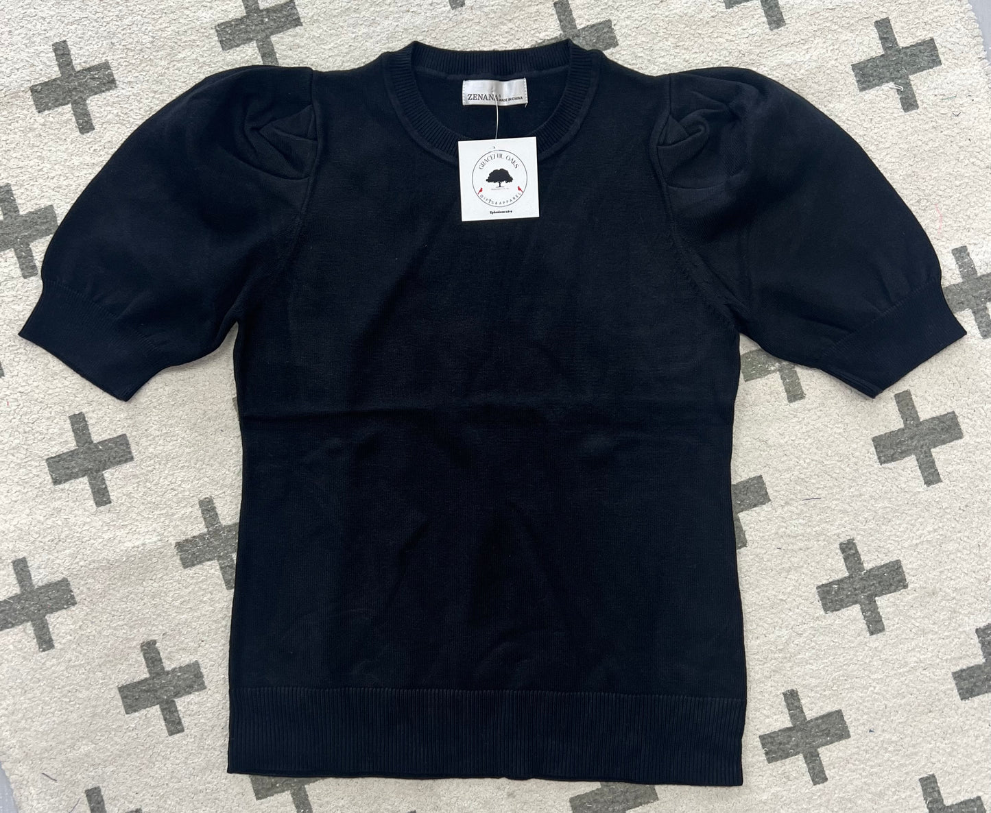 VISCOSE PUFF SHORT SLEEVE SWEATER