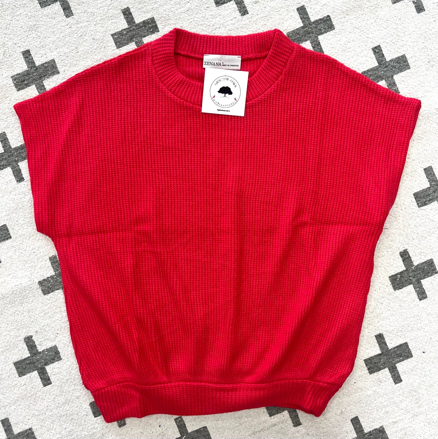 ROUND NECK BANDED BOTTON SHORT SLEEVE SWEATER