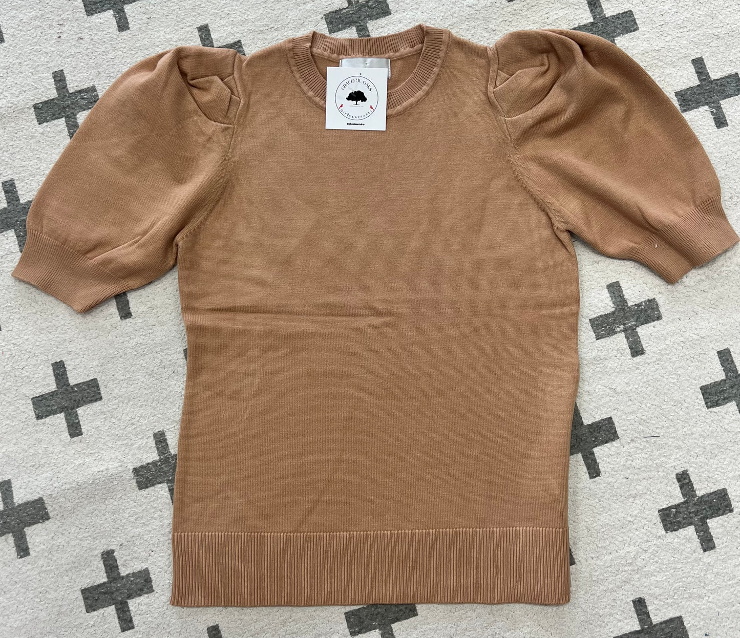 VISCOSE PUFF SHORT SLEEVE SWEATER