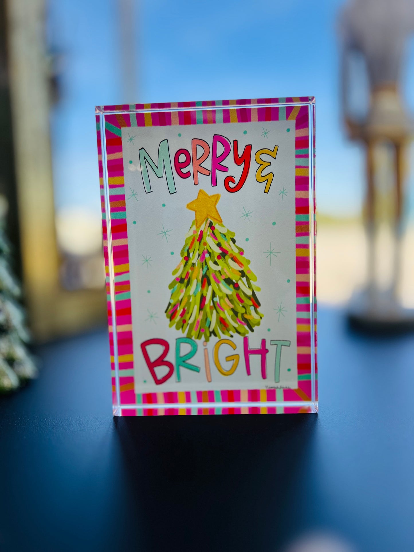 Merry & Bright Large Acrylic Shelf Sitter