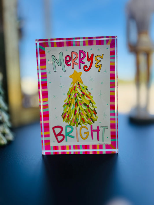 Merry & Bright Large Acrylic Shelf Sitter