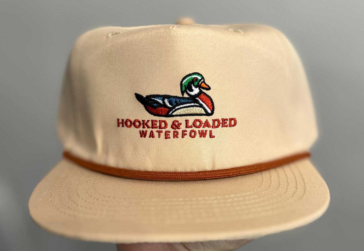 Woodie Waterfowl Khaki/Rust Rope Hat