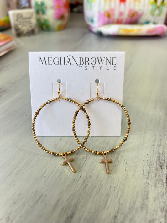 Gold/Ntrl Hoop Cross