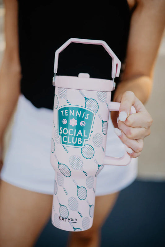 TENNIS SOCIAL CLUB 38 OZ TUMBLER WITH LID HANDLE