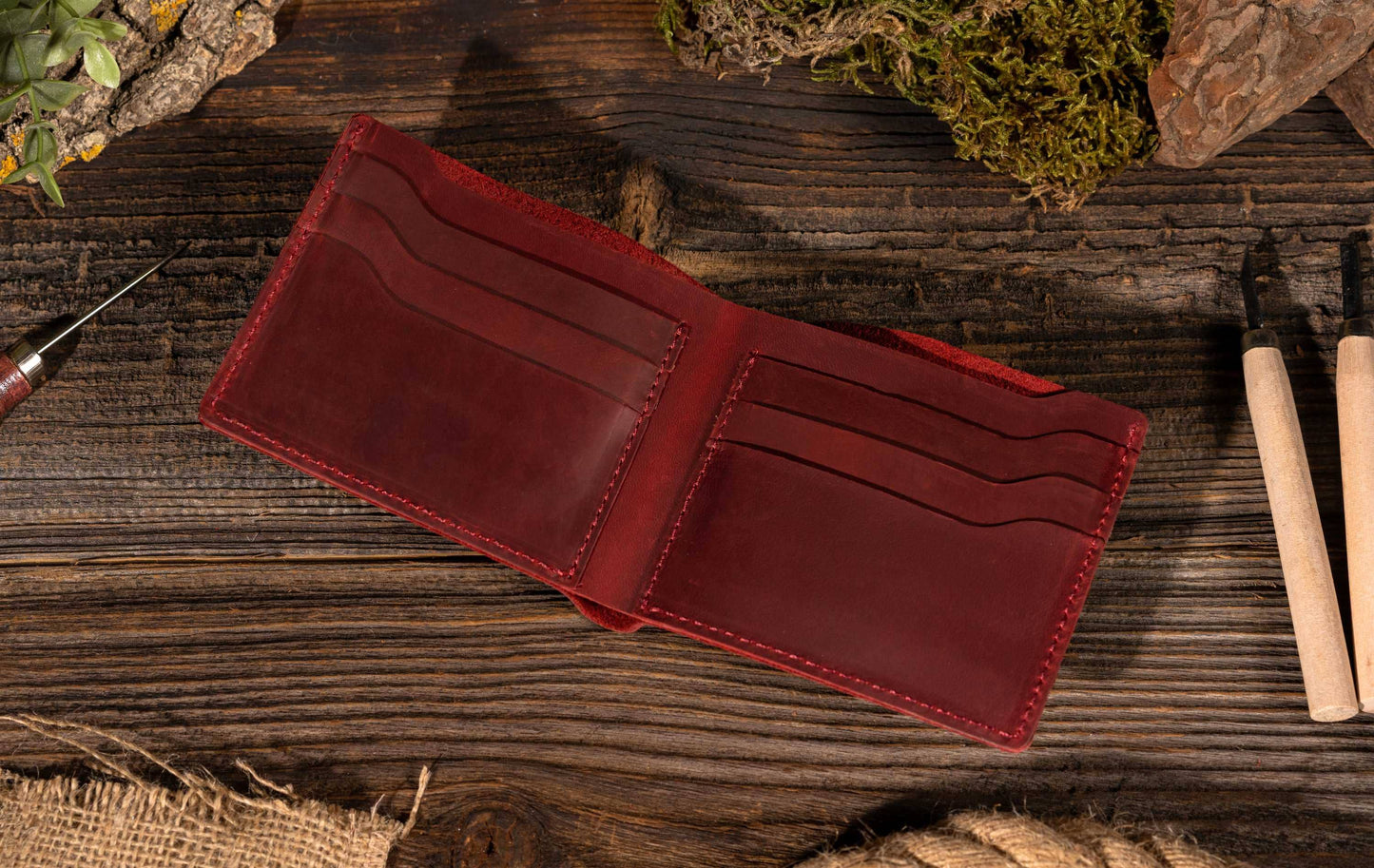 Leather Wallet,  Bifold Wallet, Handmade Wallet for Men