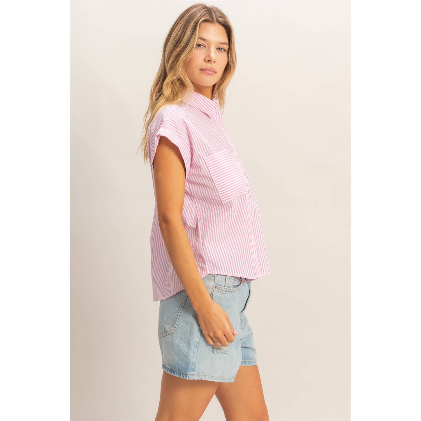 Button-Up Striped Shirt