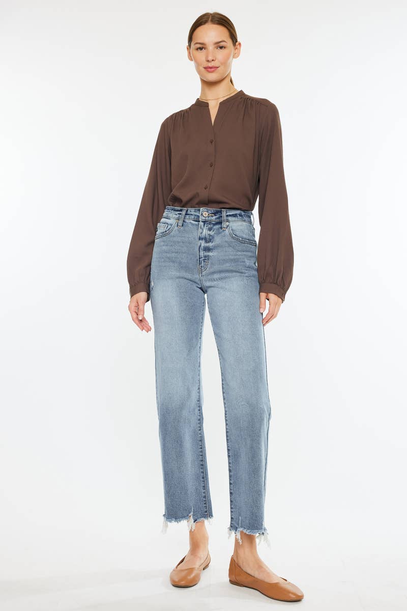 OPEN PACK HIGH RISE SLIM WIDE LEG JEANS-KC2565L