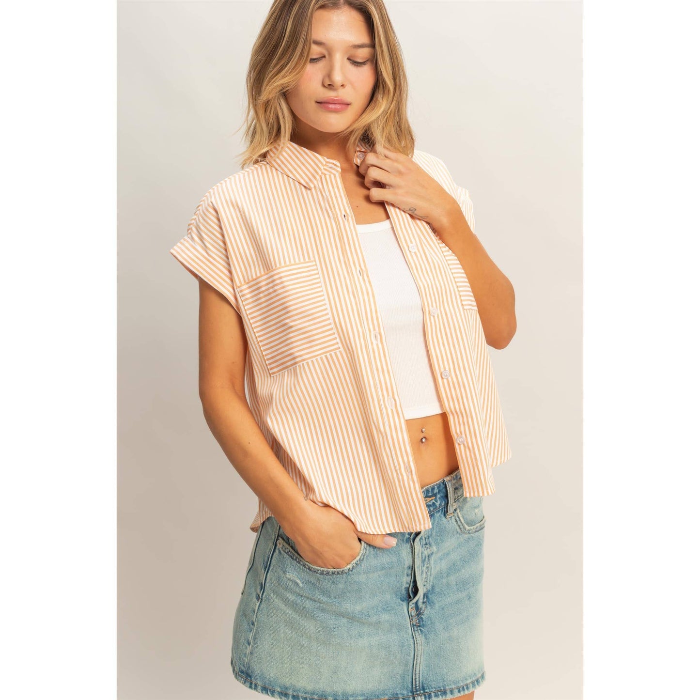 Button-Up Striped Shirt