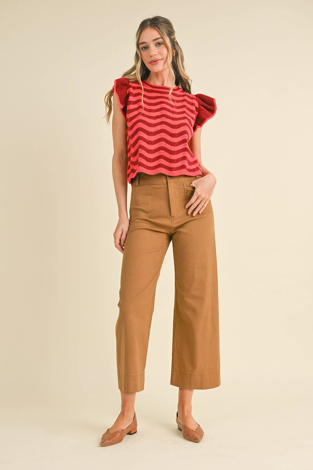 HIGH WAIST CROPPED WIDE LEG PANTS MP3303