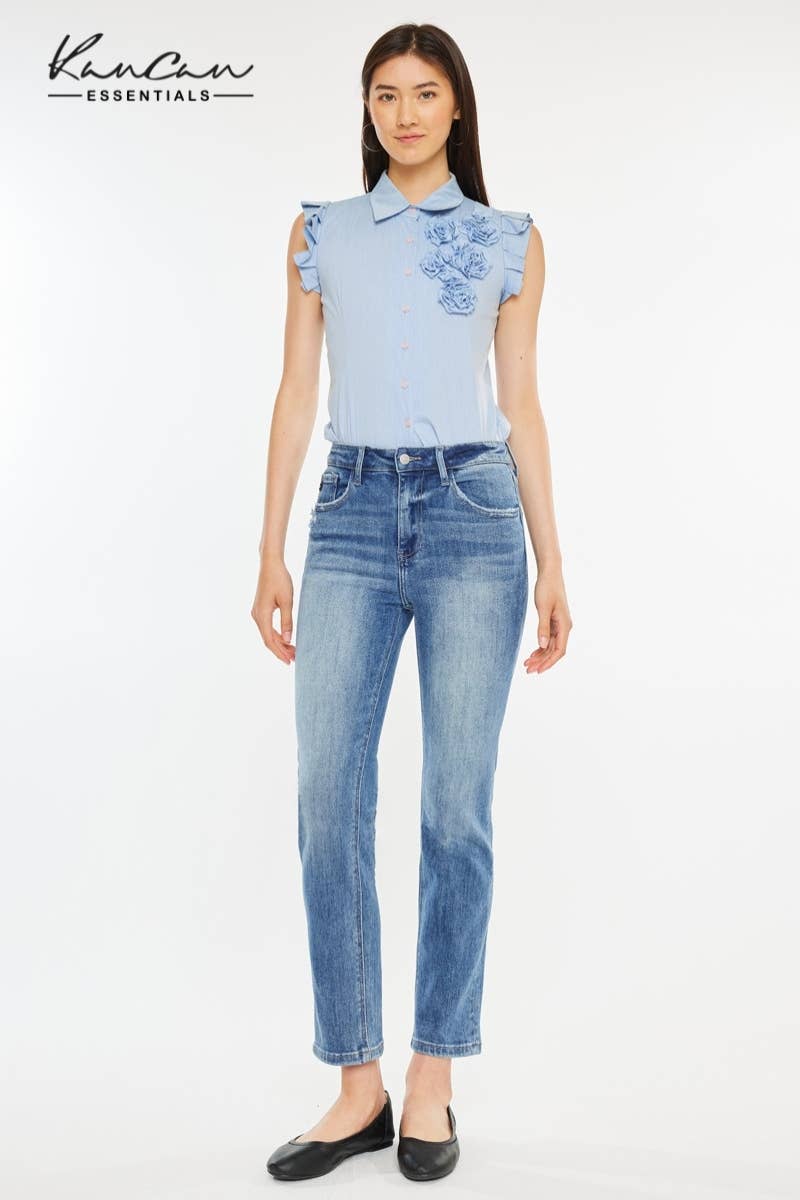 OPEN PACK HIGH RISE SLIM STRAIGHT JEANS-KC20040M