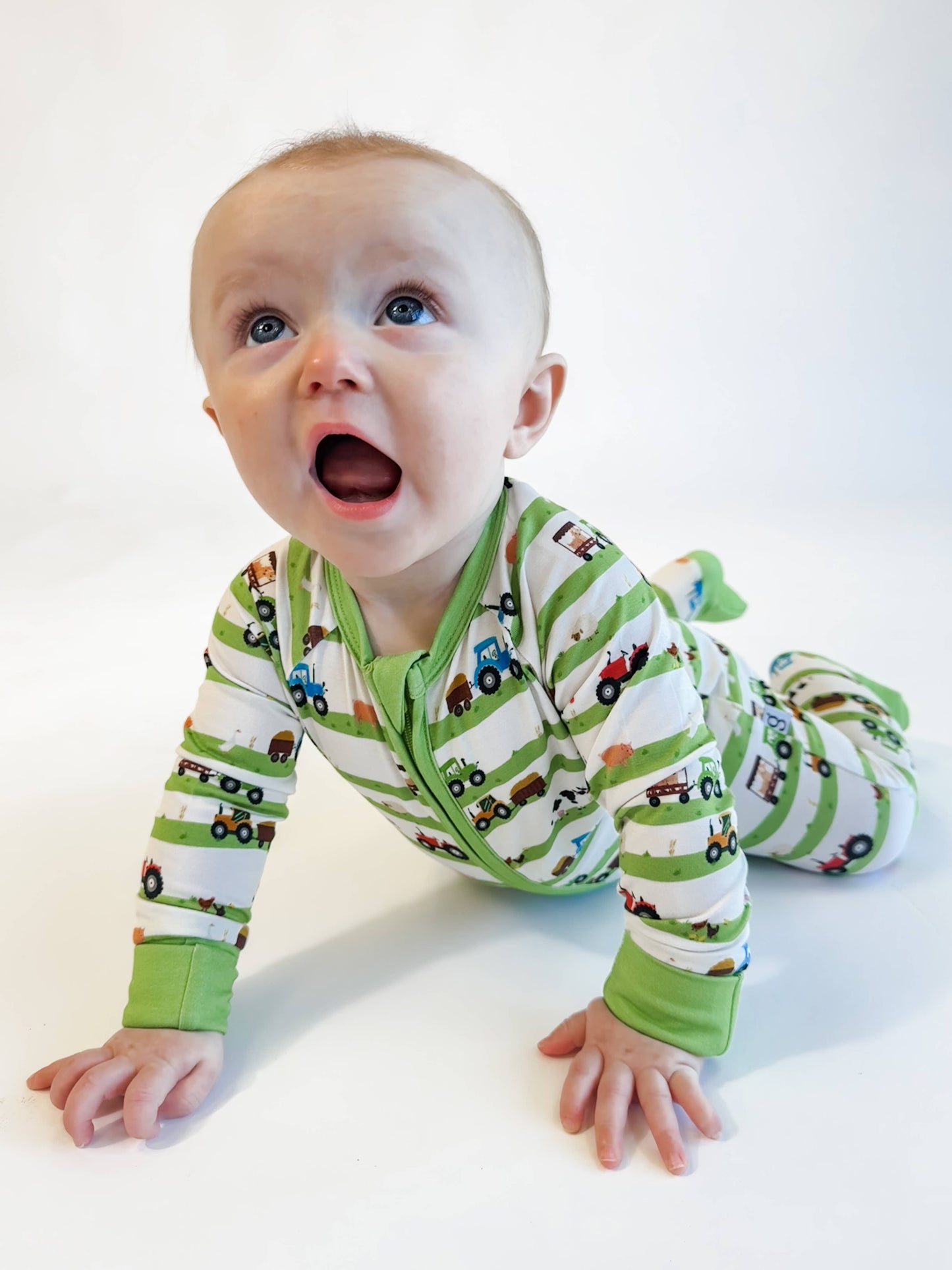 Farm Stripes - Zip Convertible Pajamas