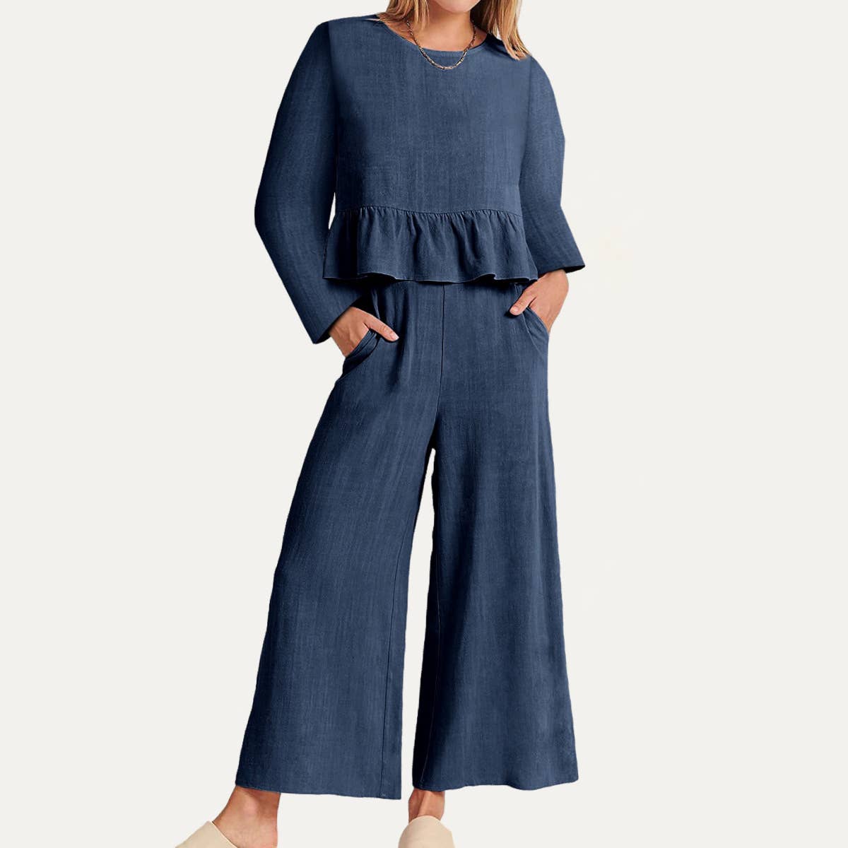 Cozy and Chic Long Sleeve Top and Pants Two-Piece Set