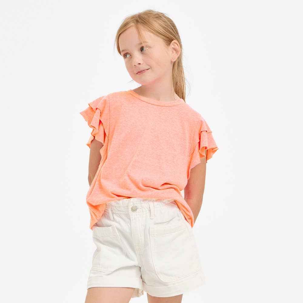 Tiered Flutter Sleeves Knit Top