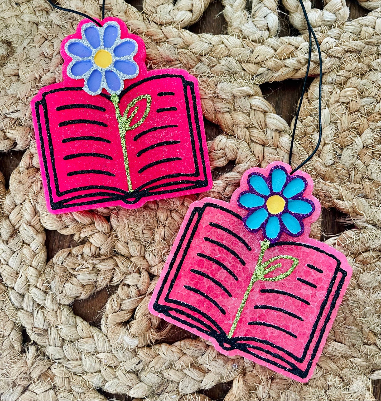 Flower Reading Book Car Freshie