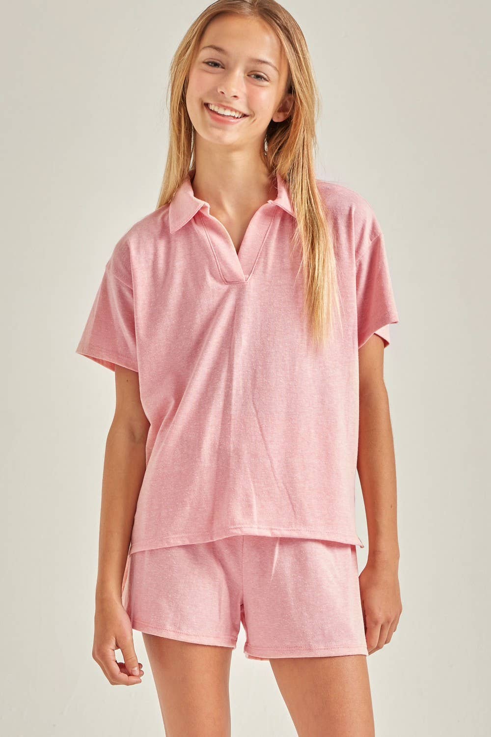 Collared Top and Shorts Matching Set