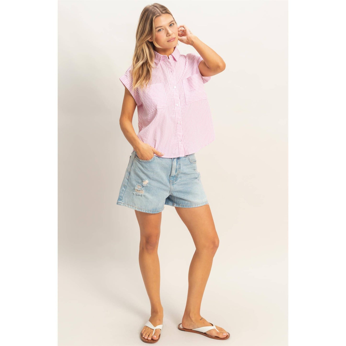 Button-Up Striped Shirt