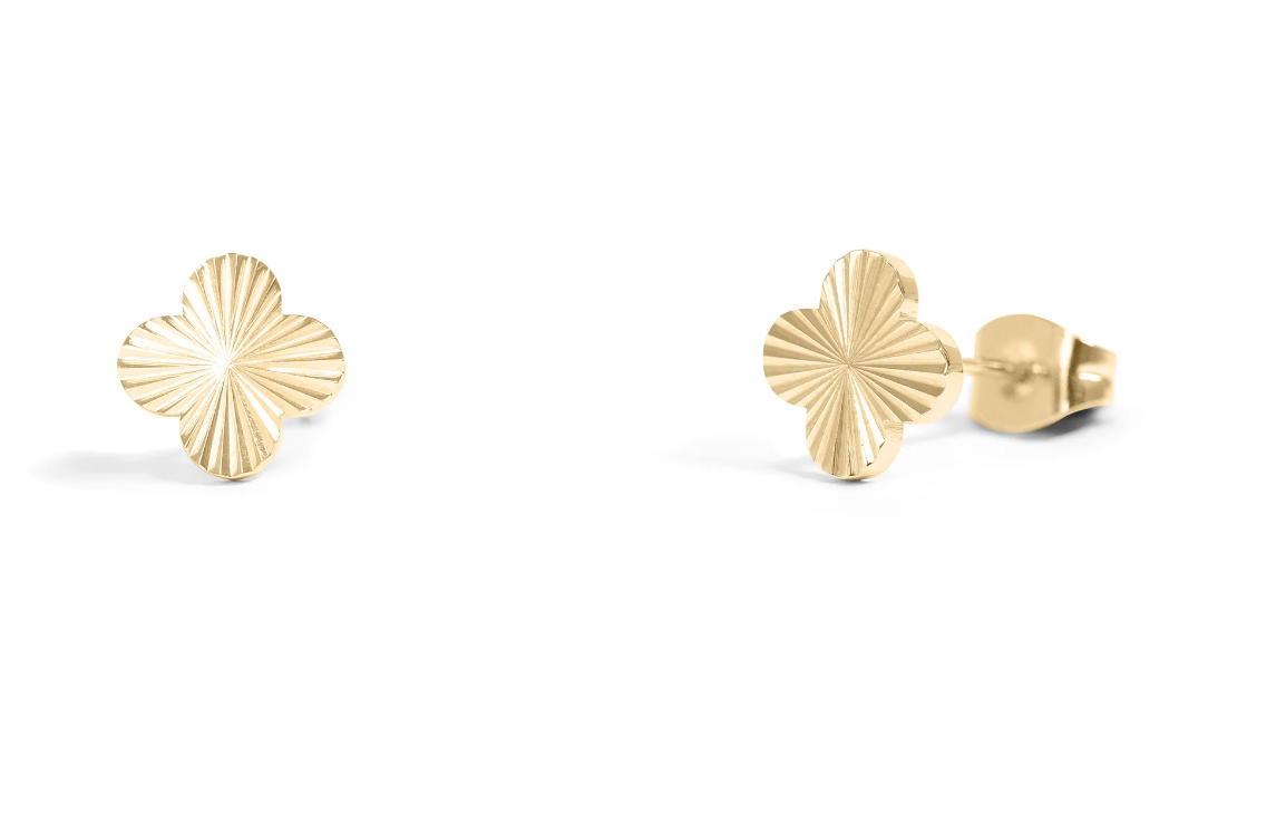 Hartford clover gold plated studs-hypoallergenic
