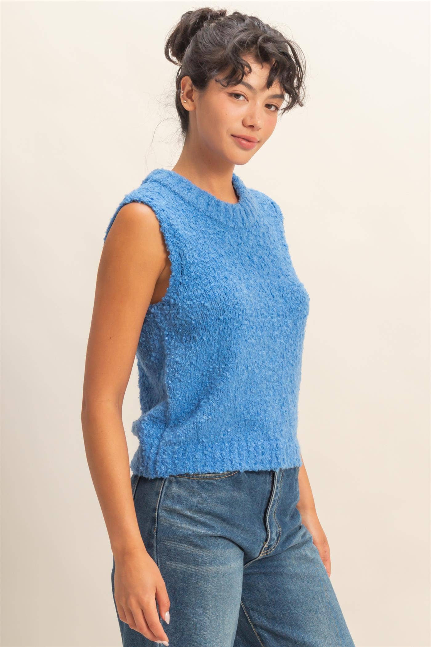 Crew Neck Sleeveless Sweater