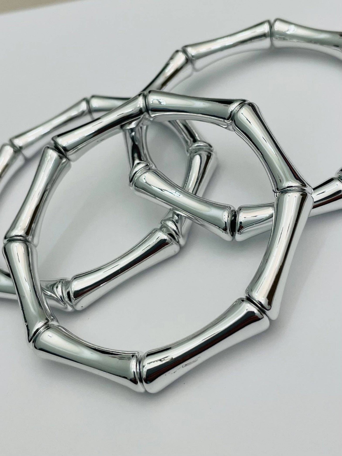 CHIC - Bamboo Tube Bracelets (set of 3 silver) B-BR131