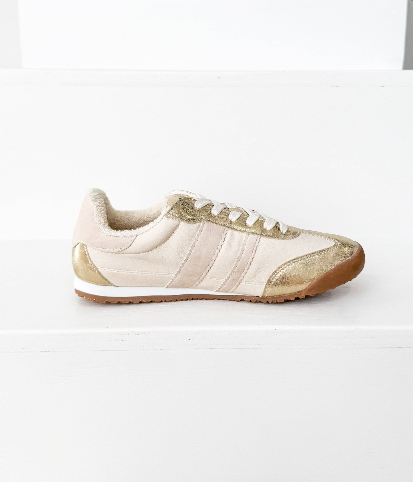 Madrid Sneaker in Beige and Gold