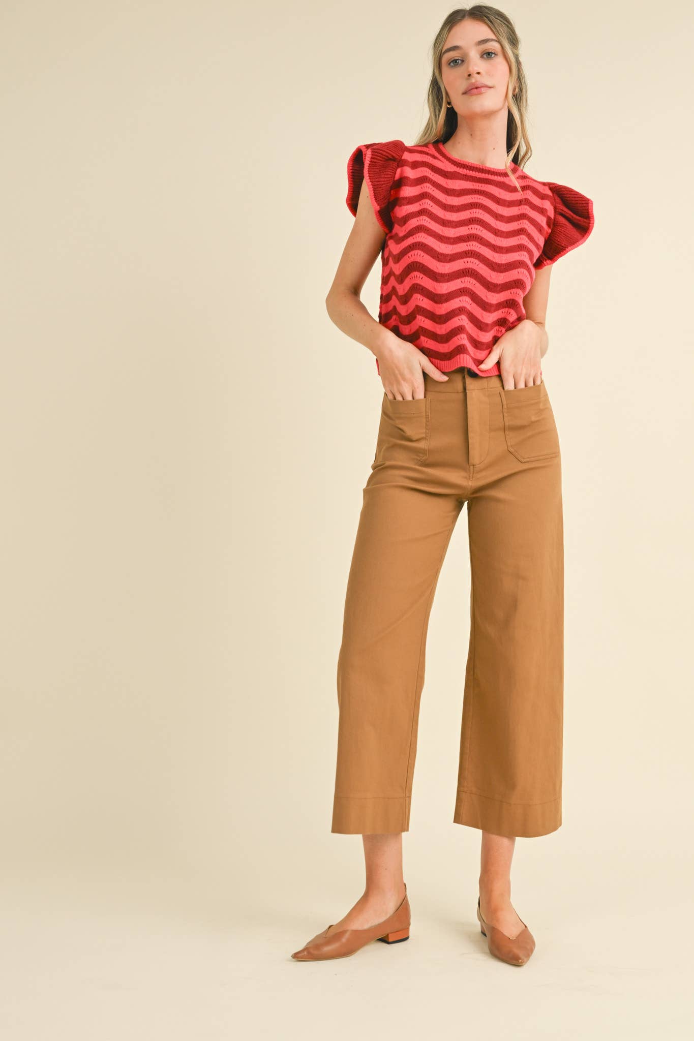 HIGH WAIST CROPPED WIDE LEG PANTS MP3303