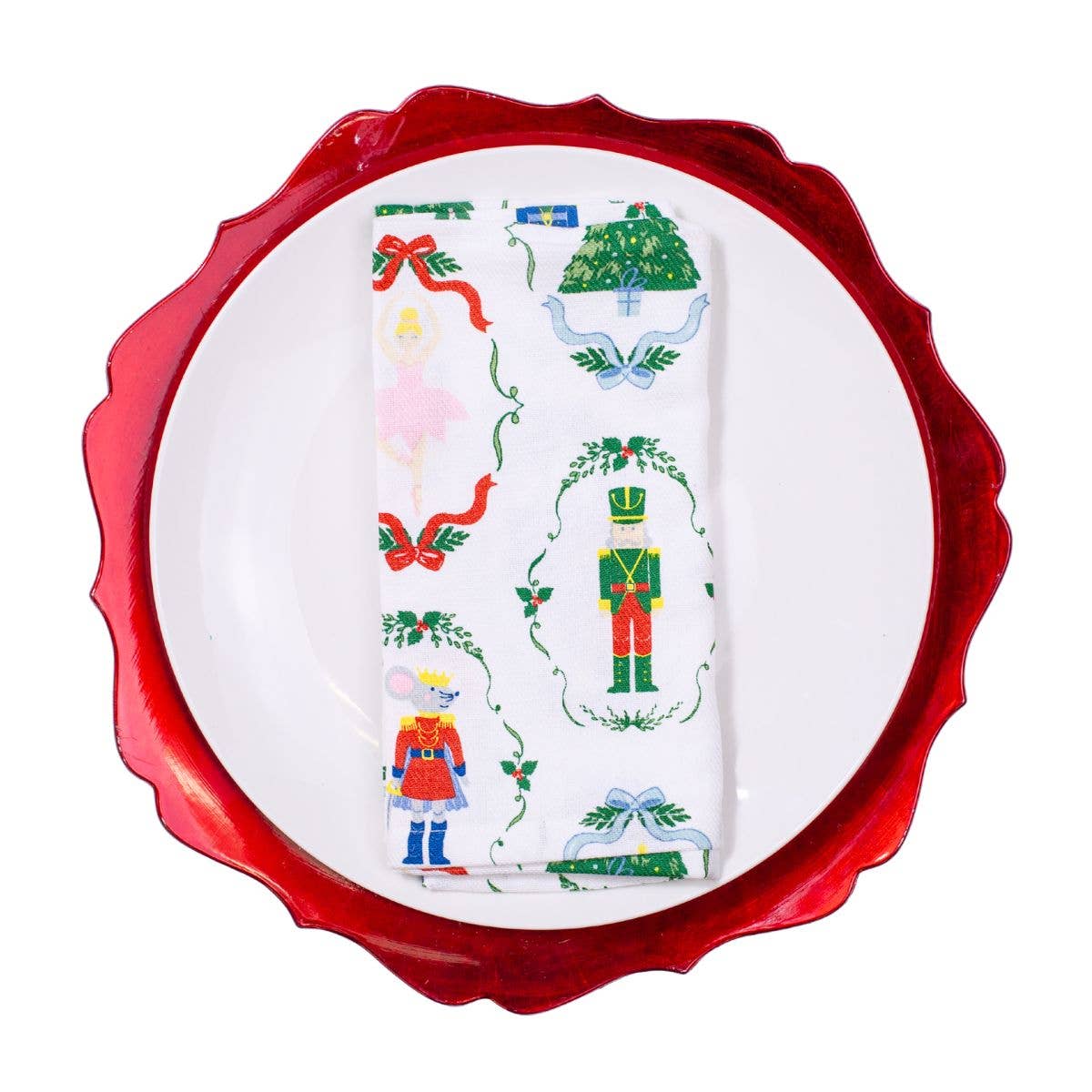 Nutcracker Waltz Napkin   White/Multi   18x18