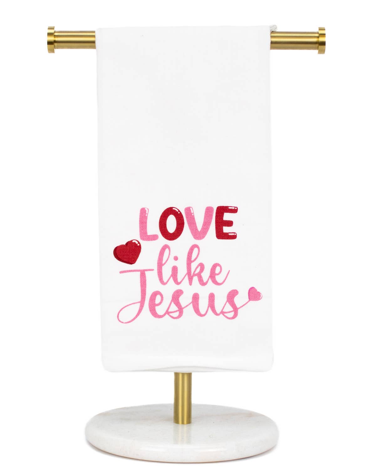 Love Like Jesus Hand Towel   White/Pink/Red   20x28