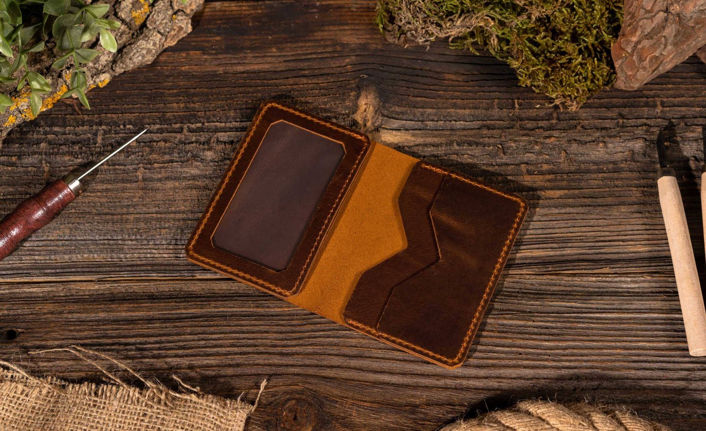 Genuine Leather Wallet, Handmade Wallet with ID Window