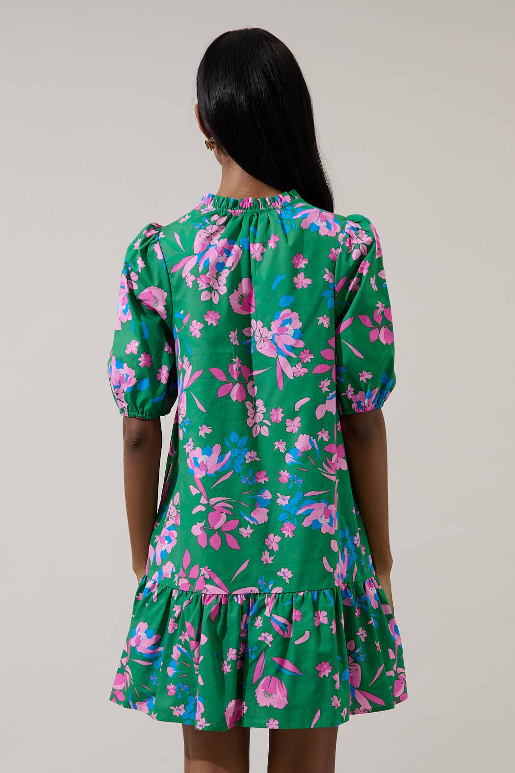 Denavi Floral Rully Shift Mini Dress