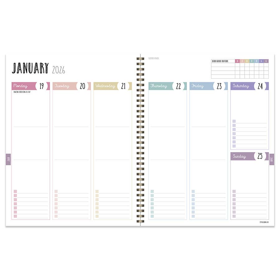 July 2025 - June 2026 Striped Large Weekly Monthly Planner