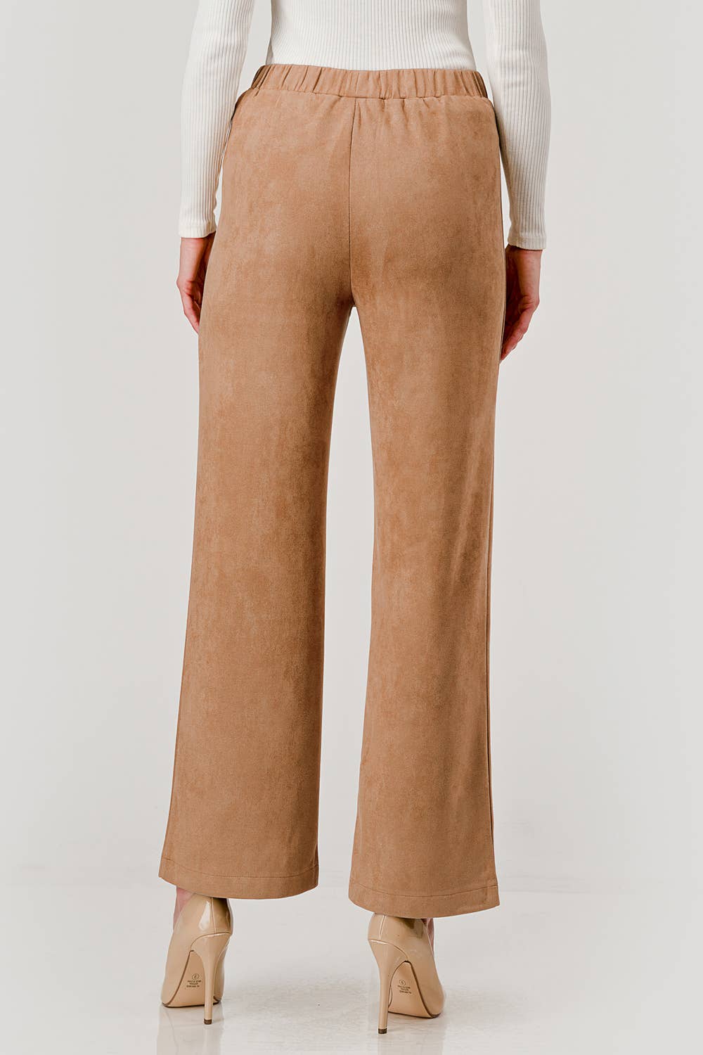 Mbp 1004 Suede Feel Pull on Front Pocket Stretch Pants Camel