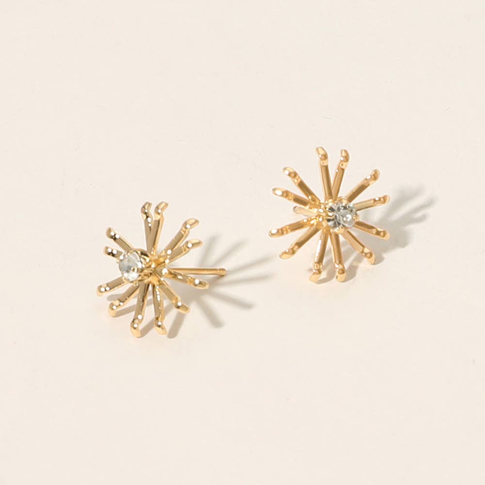 18K Gold Filled Hypoallergenic Stone Starburst Stud Earrings