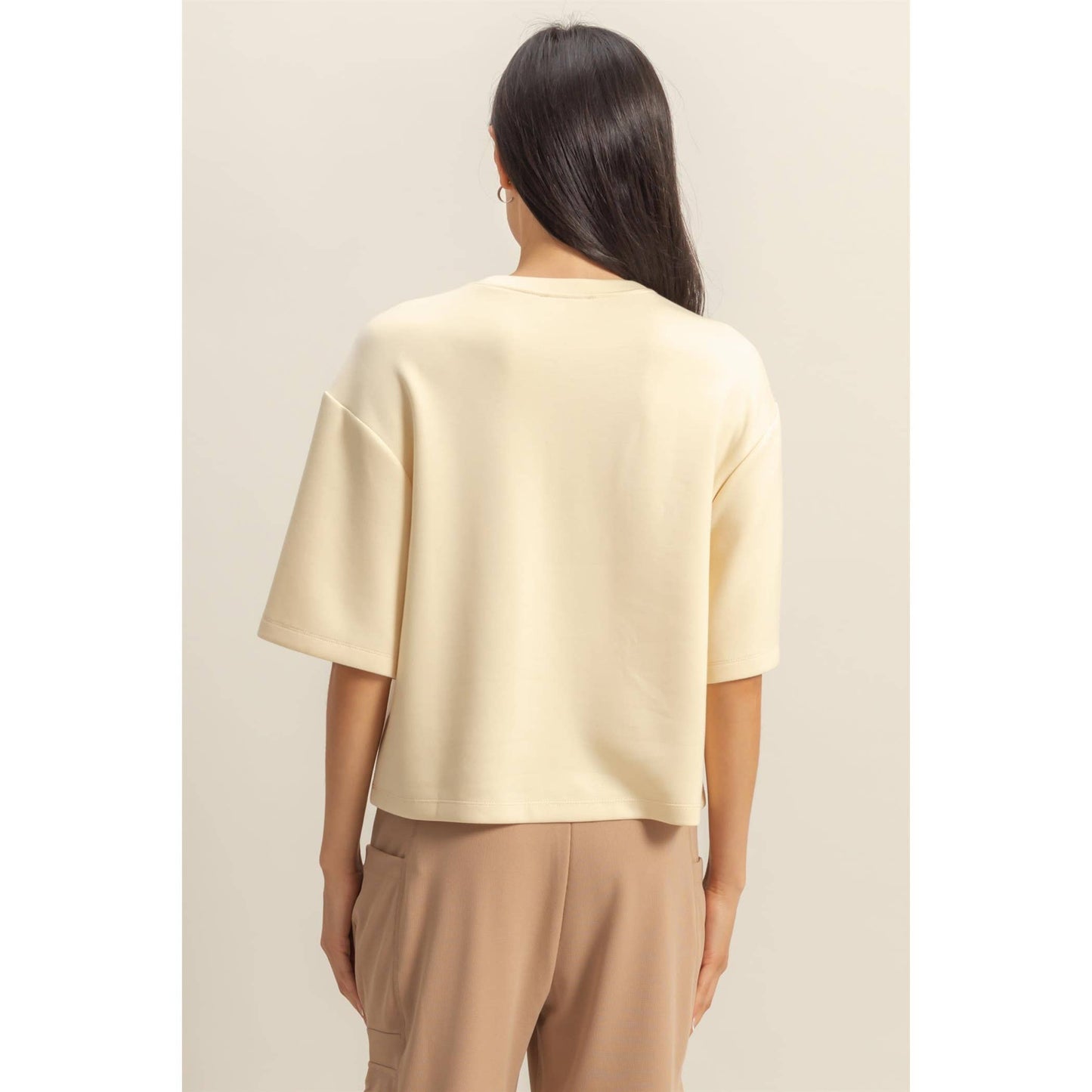 Double Knit Drop Shoulder Everyday Basic Top
