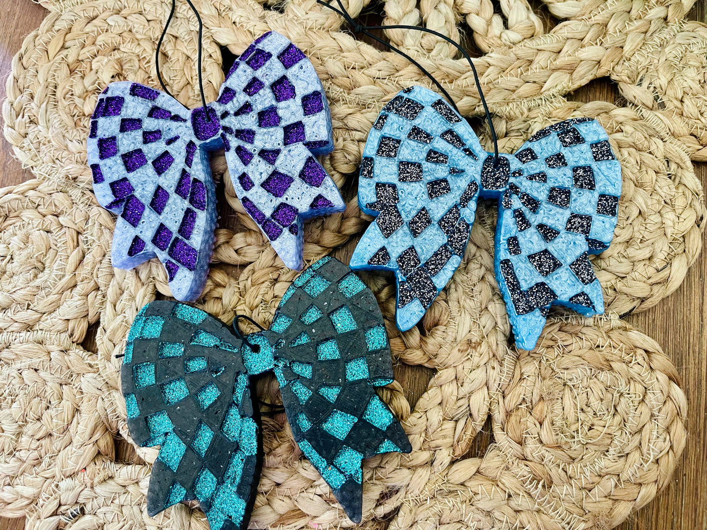 Checkered Bow Car Freshie