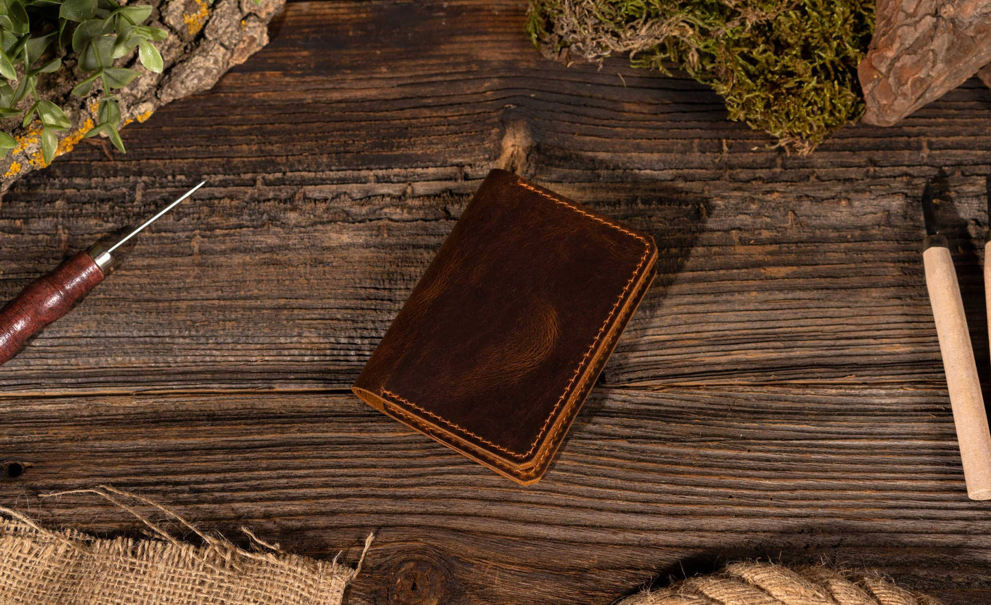 Genuine Leather Wallet, Handmade Wallet with ID Window