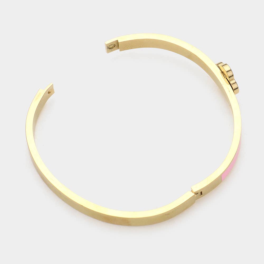 Quatrefoil Pointed Stainless Steel Hinged Bracelet