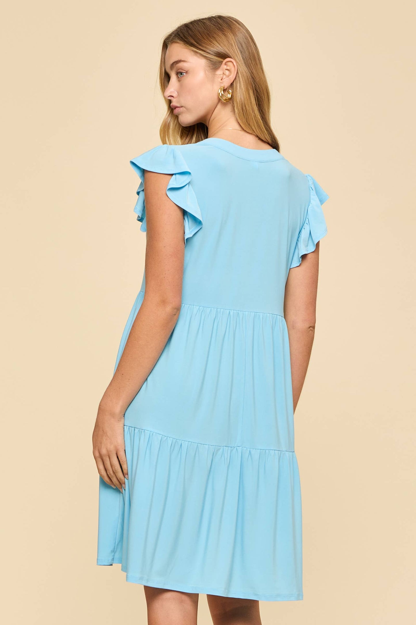 Flutter Sleeve Tiered Forever Dress
